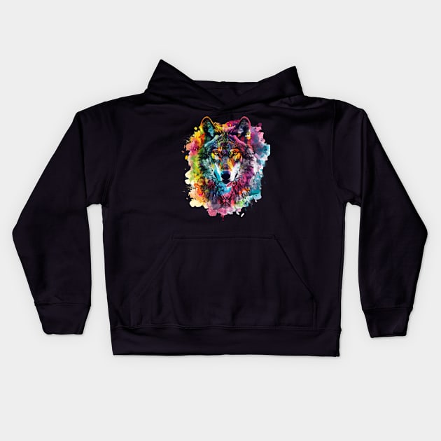 Wolf Mysterious Movements Kids Hoodie by Josephine7